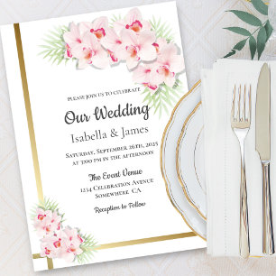 Elegant Pink and Gold Floral Wedding Invitation