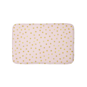 Elegant Pink And Gold Foil Confetti Dots Pattern Bath Mat