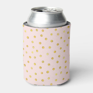 Elegant Pink And Gold Foil Confetti Dots Pattern Can Cooler