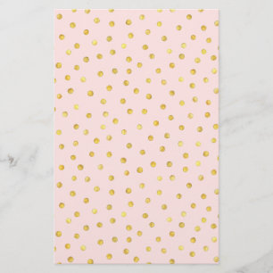 Elegant Pink And Gold Foil Confetti Dots Pattern Stationery
