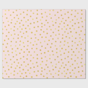 Elegant Pink And Gold Foil Confetti Dots Pattern Wrapping Paper