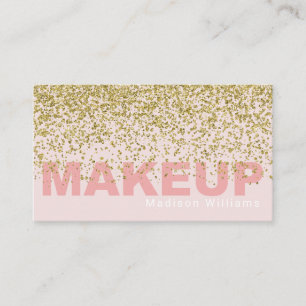Elegant Pink and Gold Glitter Makeup Business Card