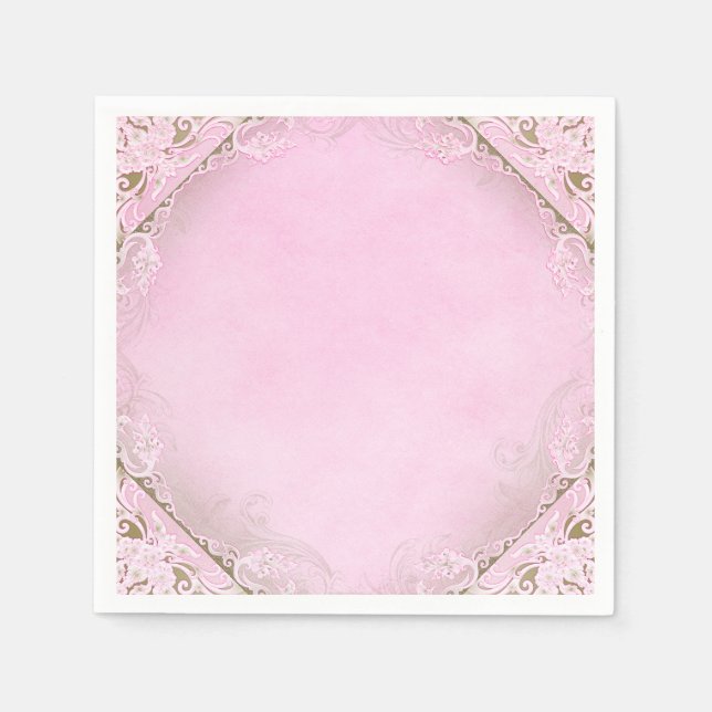 Elegant Pink and Gold Napkin (Front)