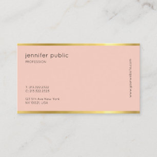 Elegant Pink And Gold Plain Modern Beautiful Business Card