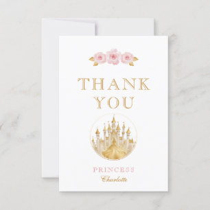 Elegant Pink and Gold Princess Thank You Card