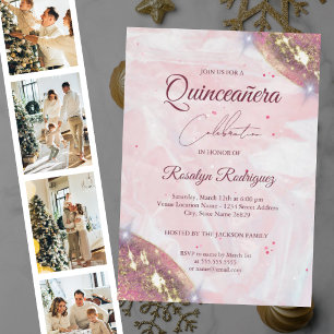 Elegant Pink and Gold Quinceañera Birthday