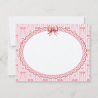 Elegant Pink and Gold Ribbon Stationery Thank You