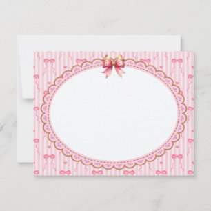 Elegant Pink and Gold Ribbon Stationery Thank You Card