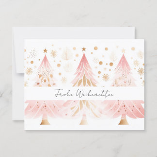 Elegant pink and golden Christmas trees Postcard