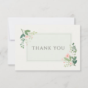 Elegant pink and green Floral Wedding Thank You