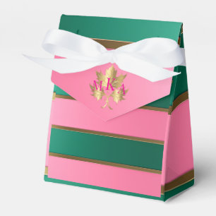 Elegant Pink and Green Monogrammed Favour Box