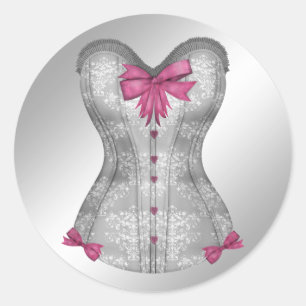 Elegant Pink and Grey Corset Stickers