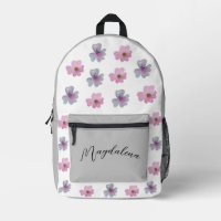 ELEGANT PINK AND GREY FLOWERS PATTERN  CUSTOM NAME