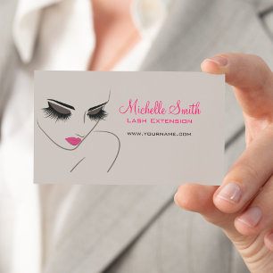 Elegant Pink and Grey Lash Extension Beauty Salon  Business Card