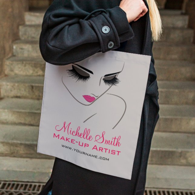 Elegant Pink and Grey Lash Extension Beauty Salon  Tote Bag (Creator Uploaded)