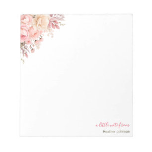 Elegant Pink and Ivory Rose Custom Notepad