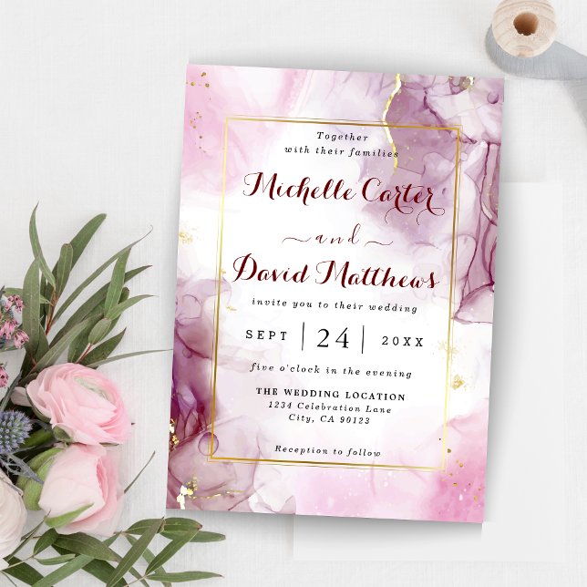 Elegant Pink And Magenta Wedding Invitation (Creator Uploaded)