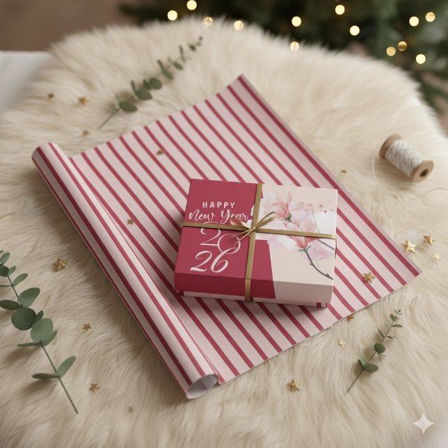 Elegant Pink and Maroon Diagonal Stripes Modern  Wrapping Paper (Creator Uploaded)