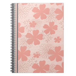 Elegant Pink and Melon Floral Spiral Notebook