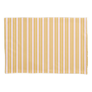 Elegant Pink and Mustard French Ticking Stripes Pillowcase