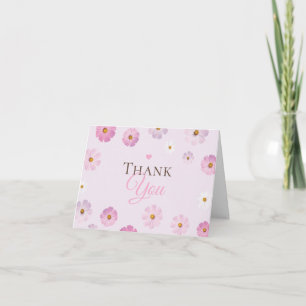 Elegant Pink and Purple Floral Thank You Card