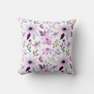 Elegant Pink and Purple Flower Pattern Cushion