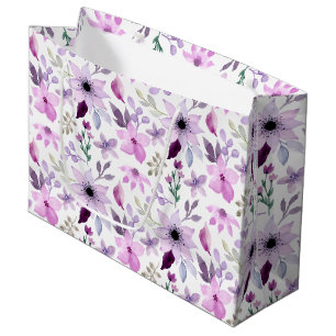 Elegant Pink and Purple Flower Pattern Large Gift Bag