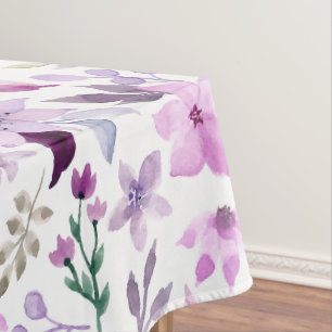 Elegant Pink and Purple Flower Pattern Tablecloth