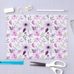 Elegant Pink and Purple Flower Pattern Tissue Paper