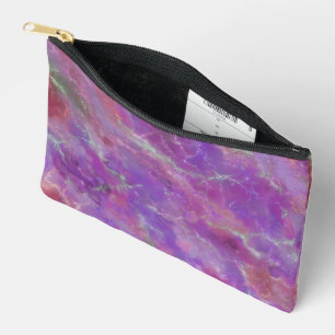 Elegant Pink And Purple Marble Pattern Accessory Pouch