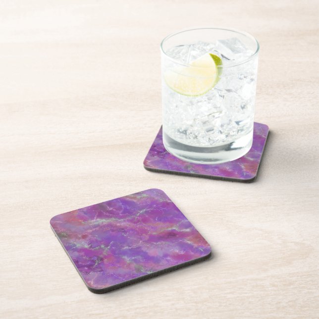 Elegant Pink And Purple Marble Pattern  Coaster (Right Side)