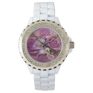 Elegant Pink And Purple Rose Bouquet Watch