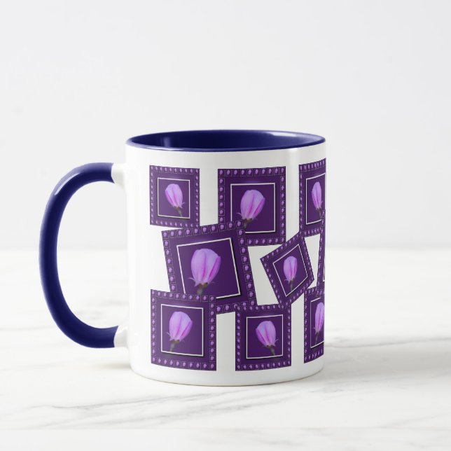 Elegant Pink and Purple Spring Blossom Floral Mug (Left)