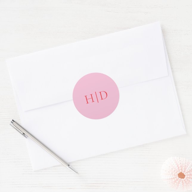 Elegant Pink and Red Classic Wedding Round Sticker (Envelope)
