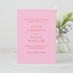 Elegant Pink and Red Classic Wedding Save The Date