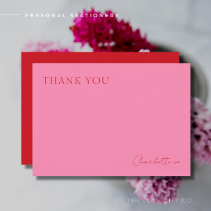 Elegant Pink and Red Flat Thank You Card