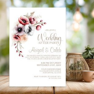 Elegant Pink and Red Floral Wedding After Party Invitation