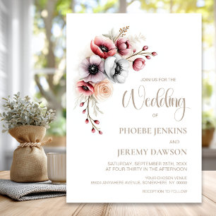 Elegant Pink and Red Floral Wedding Invitation
