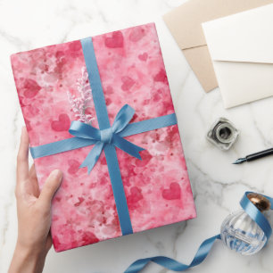 Elegant Pink And Red Hearts Wrapping Paper