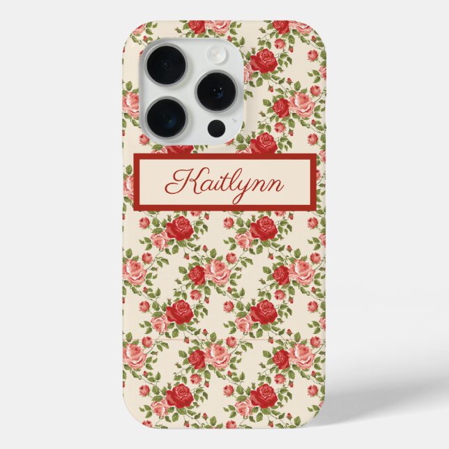 Elegant Pink And Red Roses - Monogrammed   Case-Mate iPhone Case (Back)