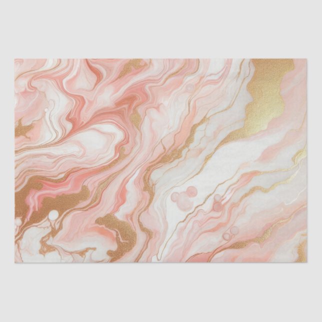 Elegant Pink and Rose Gold Foil Marble Tissue Paper (Front)
