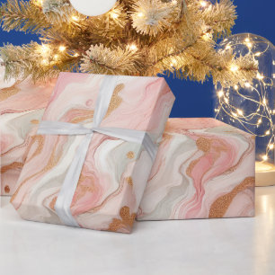 Elegant Pink and Rose Gold Foil Marble Wrapping Paper