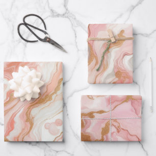 Elegant Pink and Rose Gold Foil Marble Wrapping Paper Sheet
