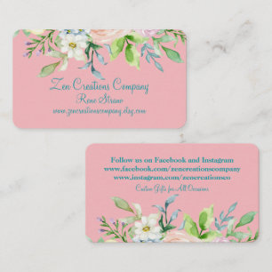 Elegant Pink and Teal Floral Business Card