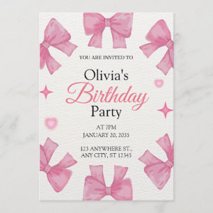 Elegant pink and white Birthday invite card
