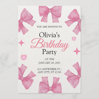 Elegant pink and white Birthday invite card