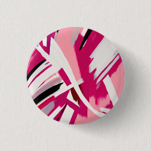 Elegant pink and white brushstrokes pattern 3 cm round badge