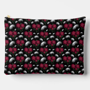 Elegant Pink and White Floral Pattern Accessory Pouch