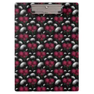 Elegant Pink and White Floral Pattern Clipboard