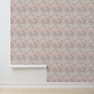 Elegant pink and white floral wallpaper